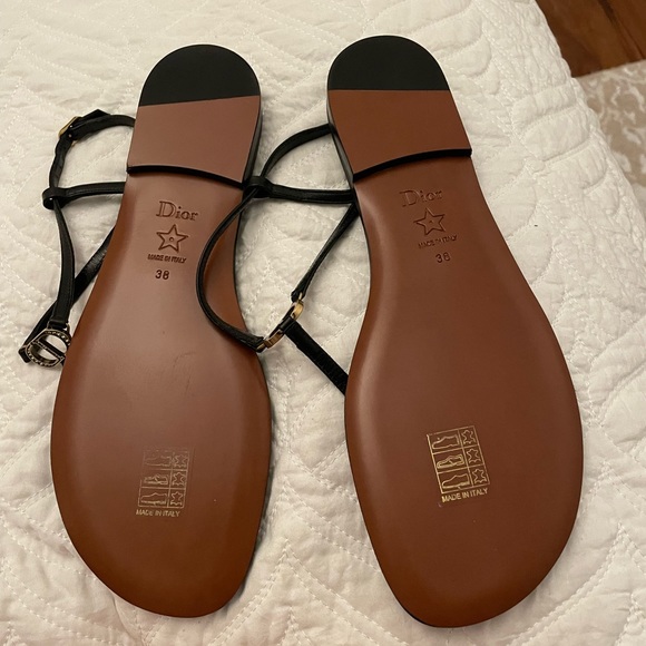 Christian Dior sandals top has a CD in crystal black leather.. - Picture 3 of 4